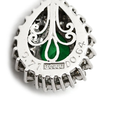 ノンブランド NON BRAND エメラルド ダイヤ ペンダント エメラルドグリーン×プラチナシルバー Pt900 エメラルド ダイヤモンド Pt850(チェーン) ネックレス 緑 パヴェダイヤ ドロップ しずく型 プラチナム