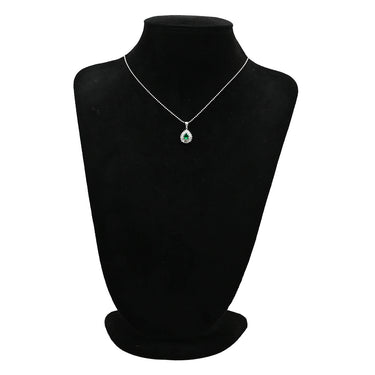 ノンブランド NON BRAND エメラルド ダイヤ ペンダント エメラルドグリーン×プラチナシルバー Pt900 エメラルド ダイヤモンド Pt850(チェーン) ネックレス 緑 パヴェダイヤ ドロップ しずく型 プラチナム