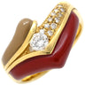 ノンブランド NON BRAND 漆 ダイヤリング イエローゴールド K18YG ダイヤモンド 漆 リング 指輪 レッド 赤 茶 20.5号