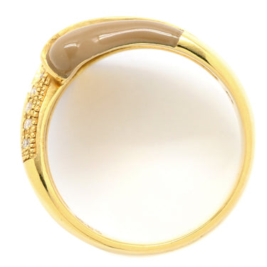 ノンブランド NON BRAND 漆 ダイヤリング イエローゴールド K18YG ダイヤモンド 漆 リング 指輪 レッド 赤 茶 20.5号