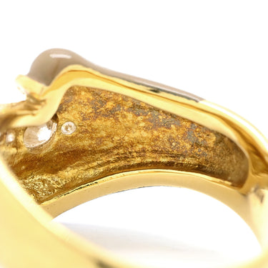 ノンブランド NON BRAND 漆 ダイヤリング イエローゴールド K18YG ダイヤモンド 漆 リング 指輪 レッド 赤 茶 20.5号