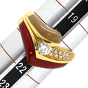 ノンブランド NON BRAND 漆 ダイヤリング イエローゴールド K18YG ダイヤモンド 漆 リング 指輪 レッド 赤 茶 20.5号