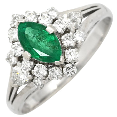 ノンブランド NON BRAND エメラルド ダイヤ リング プラチナシルバー Pt900 エメラルド ダイヤモンド リング 指輪 グリーン 緑 マーキスカット PM900 11号