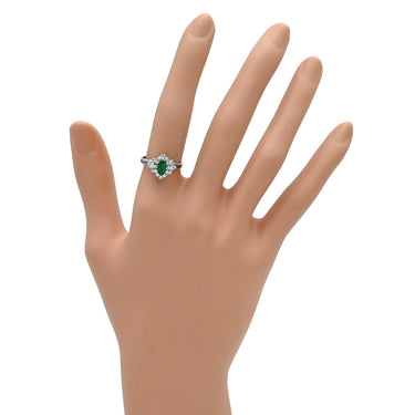 ノンブランド NON BRAND エメラルド ダイヤ リング プラチナシルバー Pt900 エメラルド ダイヤモンド リング 指輪 グリーン 緑 マーキスカット PM900 11号