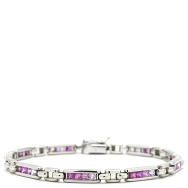 ジュネ Jeunet ホワイトゴールド×ピンク K18WG ピンクサファイア ホワイトサファイア ブレスレット Au750 18K 18金 ピンクサファイア ホワイトサファイア プリンセスカット
