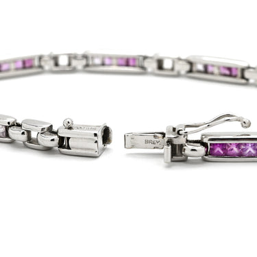 ジュネ Jeunet ホワイトゴールド×ピンク K18WG ピンクサファイア ホワイトサファイア ブレスレット Au750 18K 18金 ピンクサファイア ホワイトサファイア プリンセスカット