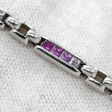 ジュネ Jeunet ホワイトゴールド×ピンク K18WG ピンクサファイア ホワイトサファイア ブレスレット Au750 18K 18金 ピンクサファイア ホワイトサファイア プリンセスカット