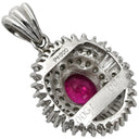 ノンブランド NON BRAND ルビー ダイヤ レッド×プラチナシルバー Pt900 ダイヤモンド ルビー ペンダントトップ ネックレストップ パヴェダイヤ オーバル プラチナム