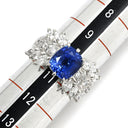 ノンブランド NON BRAND ブルーサファイア ダイヤ ブルー×プラチナシルバー Pt900 サファイア ダイヤモンド リング 指輪 3.26ct クッションカット Pt900 プラチナム 青 マーキスカット パヴェ 11号