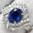 ノンブランド NON BRAND ブルーサファイア ダイヤリング プラチナシルバー Pt900 サファイア ダイヤモンド リング 指輪 ロイヤルブルー 青 ヘイローリング 13号