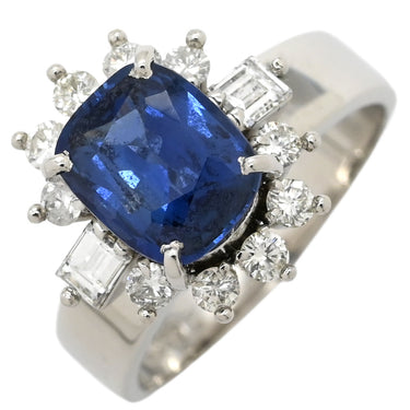 ノンブランド NON BRAND ブルーサファイア ダイヤ リング ブルー×プラチナシルバー Pt900 サファイア ダイヤモンド リング 指輪 青 プラチナム 8号