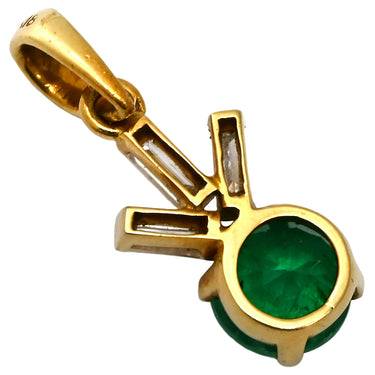 ノンブランド NON BRAND エメラルド ダイヤ エメラルドグリーン×イエローゴールド K18YG エメラルド ダイヤモンド ペンダントトップ 緑 ネックレストップ ラウンドカット Au750 18K 18金