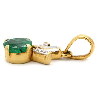 ノンブランド NON BRAND エメラルド ダイヤ エメラルドグリーン×イエローゴールド K18YG エメラルド ダイヤモンド ペンダントトップ 緑 ネックレストップ ラウンドカット Au750 18K 18金