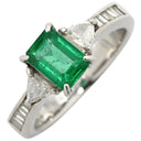 ノンブランド NON BRAND エメラルド ダイヤモンド リング プラチナシルバー Pt900 エメラルド ダイヤモンド リング 指輪 グリーン 緑 スクエア プラチナム 10号