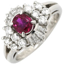 ノンブランド NON BRAND ルビー 0.70ct ダイヤモンド プラチナシルバー Pt900 ルビー ダイヤモンド リング 指輪 レッド 赤 1石 オーバルミックスカット 名前刻印あり 9.5号