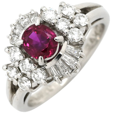 ノンブランド NON BRAND ルビー 0.70ct ダイヤモンド プラチナシルバー Pt900 ルビー ダイヤモンド リング 指輪 レッド 赤 1石 オーバルミックスカット 名前刻印あり 9.5号