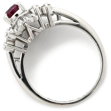 ノンブランド NON BRAND ルビー 0.70ct ダイヤモンド プラチナシルバー Pt900 ルビー ダイヤモンド リング 指輪 レッド 赤 1石 オーバルミックスカット 名前刻印あり 9.5号