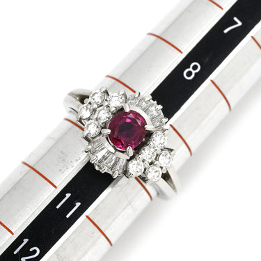 ノンブランド NON BRAND ルビー 0.70ct ダイヤモンド プラチナシルバー Pt900 ルビー ダイヤモンド リング 指輪 レッド 赤 1石 オーバルミックスカット 名前刻印あり 9.5号