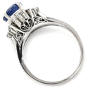 ノンブランド NON BRAND ブルーサファイア ダイヤ リング ブルー×プラチナシルバー Pt900 サファイア ダイヤモンド リング 指輪 青 プラチナム オーバル 12号