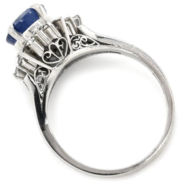 ノンブランド NON BRAND ブルーサファイア ダイヤ リング ブルー×プラチナシルバー Pt900 サファイア ダイヤモンド リング 指輪 青 プラチナム オーバル 12号