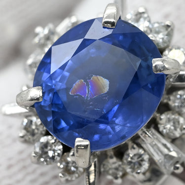 ノンブランド NON BRAND ブルーサファイア ダイヤ リング ブルー×プラチナシルバー Pt900 サファイア ダイヤモンド リング 指輪 青 プラチナム オーバル 12号