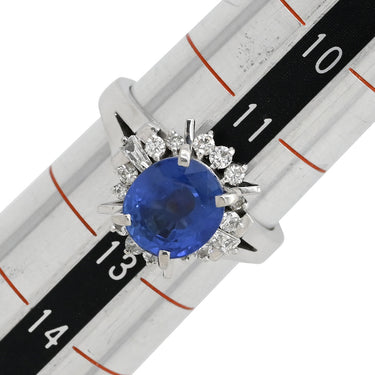 ノンブランド NON BRAND ブルーサファイア ダイヤ リング ブルー×プラチナシルバー Pt900 サファイア ダイヤモンド リング 指輪 青 プラチナム オーバル 12号