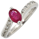 ノンブランド NON BRAND ルビー ダイヤ リング レッド×プラチナシルバー Pt850 ルビー ダイヤモンド リング 指輪 赤 プラチナム オーバル 13号