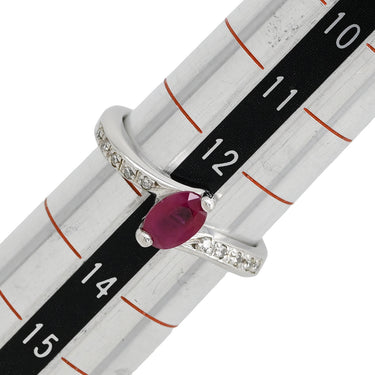 ノンブランド NON BRAND ルビー ダイヤ リング レッド×プラチナシルバー Pt850 ルビー ダイヤモンド リング 指輪 赤 プラチナム オーバル 13号