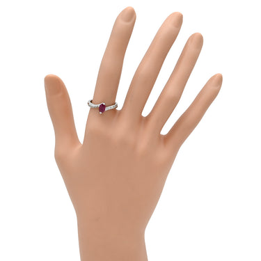 ノンブランド NON BRAND ルビー ダイヤ リング レッド×プラチナシルバー Pt850 ルビー ダイヤモンド リング 指輪 赤 プラチナム オーバル 13号