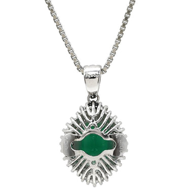 ノンブランド NON BRAND エメラルドグリーン×プラチナシルバー Pt900 エメラルド ダイヤモンド Pt850(チェーン) ネックレス 緑 ダイヤ エメラルド バゲットヘイローペンダント Pt プラチナム