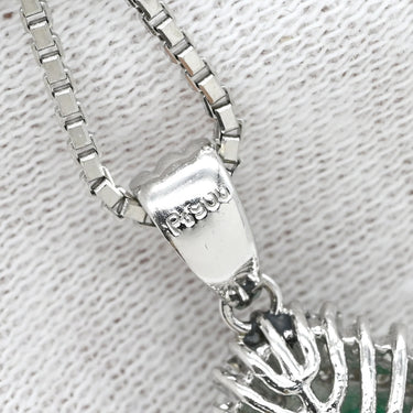 ノンブランド NON BRAND エメラルドグリーン×プラチナシルバー Pt900 エメラルド ダイヤモンド Pt850(チェーン) ネックレス 緑 ダイヤ エメラルド バゲットヘイローペンダント Pt プラチナム