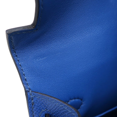 エルメス HERMES ミニケリードゥ 外縫い ブルーフランス ヴォーエプソン 2WAYバッグ ゴールド金具 青 ショルダー