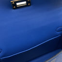 エルメス HERMES ミニケリードゥ 外縫い ブルーフランス ヴォーエプソン 2WAYバッグ ゴールド金具 青 ショルダー