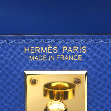エルメス HERMES ミニケリードゥ 外縫い ブルーフランス ヴォーエプソン 2WAYバッグ ゴールド金具 青 ショルダー