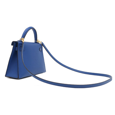 エルメス HERMES ミニケリードゥ 外縫い ブルーフランス ヴォーエプソン 2WAYバッグ ゴールド金具 青 ショルダー