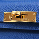 エルメス HERMES ミニケリードゥ 外縫い ブルーフランス ヴォーエプソン 2WAYバッグ ゴールド金具 青 ショルダー