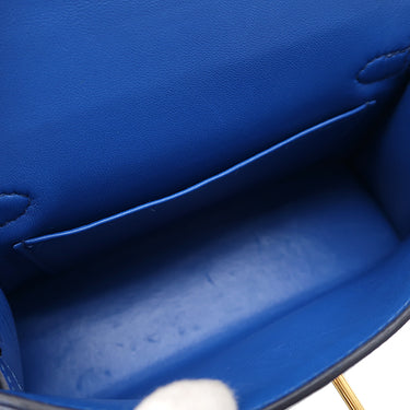 エルメス HERMES ミニケリードゥ 外縫い ブルーフランス ヴォーエプソン 2WAYバッグ ゴールド金具 青 ショルダー