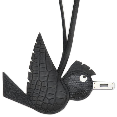 エルメス HERMES バーディ タッチ ブラック アリゲーターマット リザード シェーブル ヴォーエプソン アニューミロ バッグチャーム シルバー金具 新品 未使用 バード 鳥