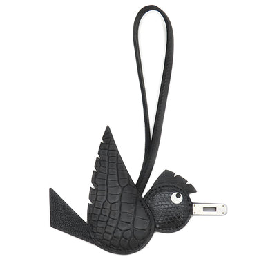 エルメス HERMES バーディ タッチ ブラック アリゲーターマット リザード シェーブル ヴォーエプソン アニューミロ バッグチャーム シルバー金具 新品 未使用 バード 鳥