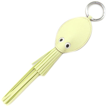 エルメス HERMES プルプ ジョーヌミルトン ヴォーエプソン ステンレススチール チャーム シルバー金具 新品 未使用 黄色 タコ オクトパス POULPE