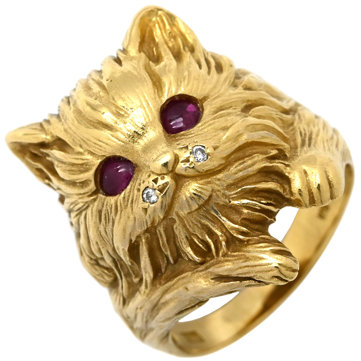 ノンブランド NON BRAND ルビー ダイヤリング イエローゴールド×レッド