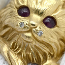 ノンブランド NON BRAND ルビー ダイヤリング イエローゴールド×レッド K18YG ダイヤモンド ルビー リング 指輪 キャット 猫モチーフ Au750 18K 18金 12号