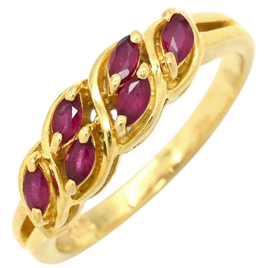 ノンブランド NON BRAND ルビー リング イエローゴールド K18YG ルビー リング 指輪 レッド 赤 マーキスカット 8号