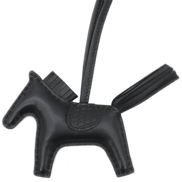 エルメス HERMES ロデオPM タッチ クロコ ブラック アリゲーターマット アニューミロ バッグチャーム 黒 ソーブラック