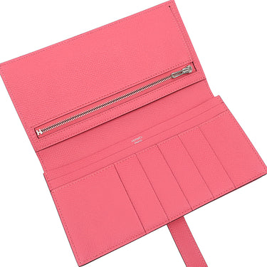 エルメス HERMES ベアンスフレ ローズアザレ ヴォーエプソン 長財布 シルバー金具 新品 未使用 二つ折り財布