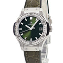 腕時計 ウブロ HUBLOT クラシック フュージョン チタニウム 581.NX.8970.LR.1104 クオーツ レディース 純正ダイヤ グリーン デイト