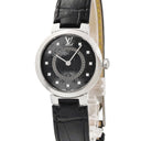 腕時計 ルイヴィトン LOUIS VUITTON タンブール スリム PM QA143Z クオーツ レディース 純正ダイヤ モノグラム ブラック 黒 ギョウシェ