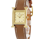 腕時計 エルメス HERMES Hウォッチ HH1.201 クオーツ レディース イエローGP×SS コンビ ゴールド アラビア H型