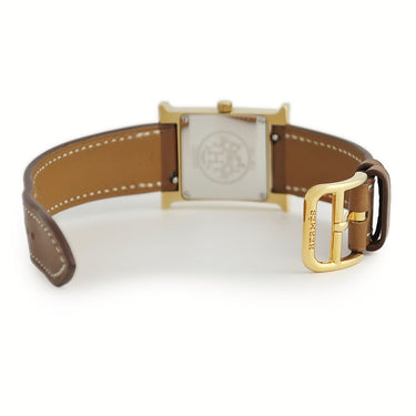 腕時計 エルメス HERMES Hウォッチ HH1.201 クオーツ レディース イエローGP×SS コンビ ゴールド アラビア H型