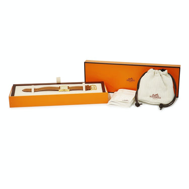 腕時計 エルメス HERMES Hウォッチ HH1.201 クオーツ レディース イエローGP×SS コンビ ゴールド アラビア H型